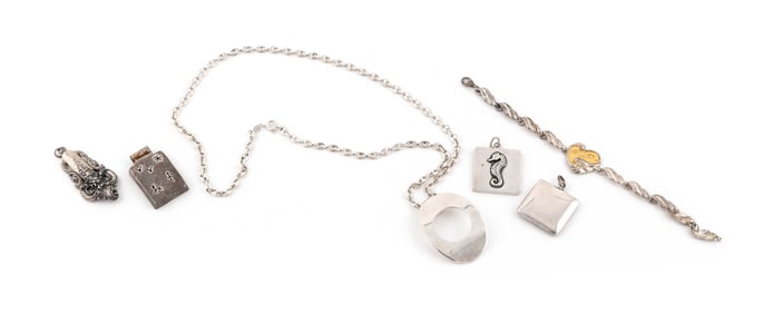 SIX PIECES OF STERLING SILVER JEWELRY Approx. 80.50 total dwt.