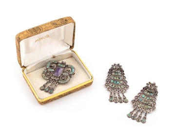 THREE PIECES OF MEXICAN STERLING SILVER JEWELRY Approx. 19.41 total dwt.