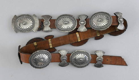 Very Important Vintage Native American Navajo Bruce Morgan Sterling Silver Concho Belt Very Important Vintage Native American Navajo Bruce Morgan Sterling Silver Concho Belt