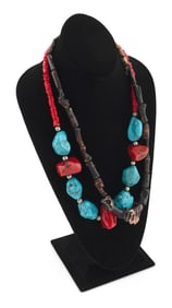 TWO NAVAJO NECKLACES Mid- to Late 20th Century Approx. 52 and 227 grams respectively.