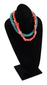 TWO NAVAJO TURQUOISE AND CORAL NECKLACES Mid- to Late 20th Century Approx. 115 and 72 grams