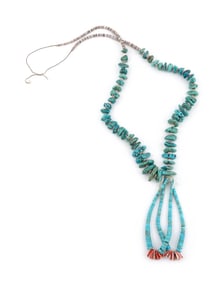 OLD SANTO DOMINGO TURQUOISE NUGGET NECKLACE Early 20th Century Approx. 130 grams