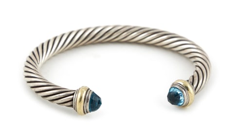 DAVID YURMAN STERLING SILVER AND 14KT YELLOW GOLD BANGLE BRACELET Approx. 27.45 total dwt.