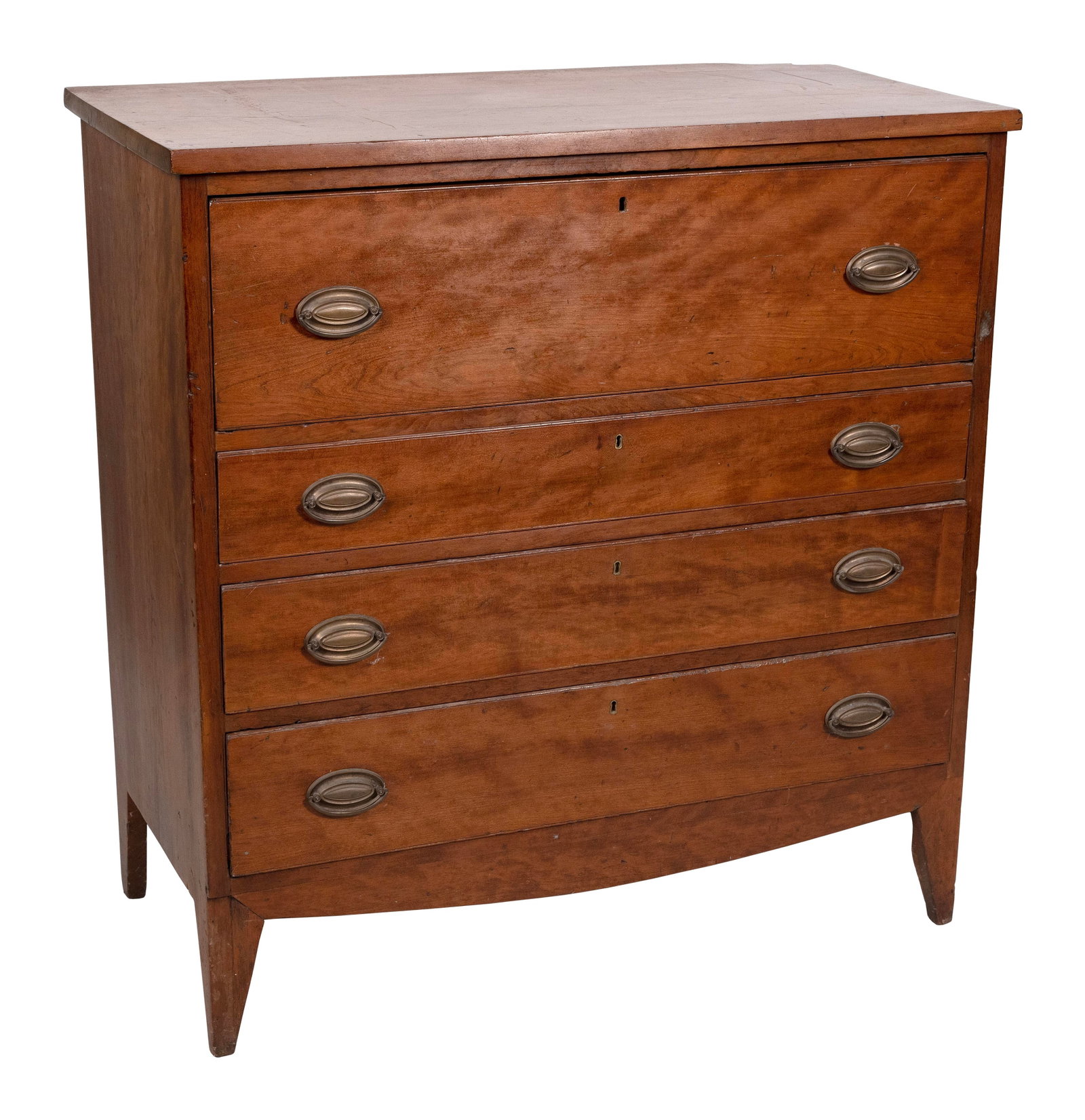 CHERRY FOUR-DRAWER BLANKET CHEST America, 19th Century Height 42". Width 40.5". Depth 20".: CHERRY FOUR-DRAWER BLANKET CHEST America, 19th Century Deep blanket drawer over three graduated full-width drawers. Bracket feet. Height 42". Width 40.5". Depth 20". Provenance: An Upstate New York Co