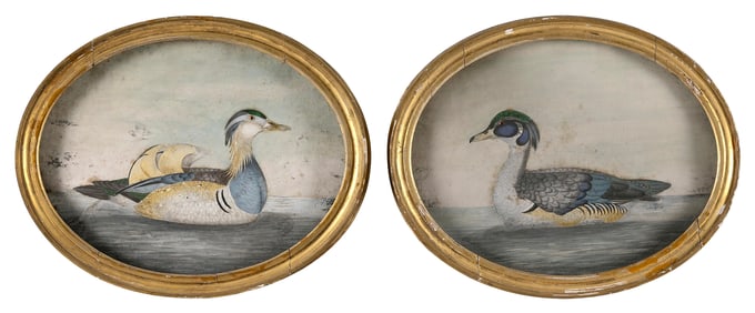 WILLIAM HAYES (United Kingdom, 1729-1799), Pair of basso-relievo duck paintings., Gouaches on paper,