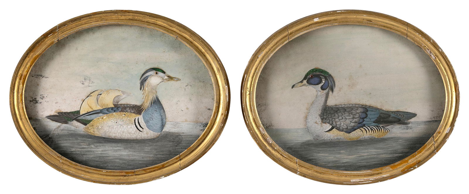 WILLIAM HAYES (United Kingdom, 1729-1799), Pair of basso-relievo duck paintings., Gouaches on paper,