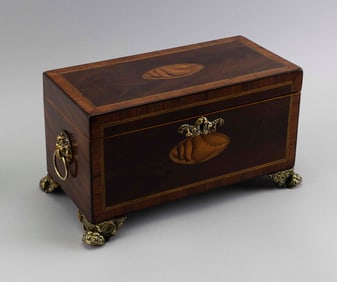 ENGLISH TEA CADDY 19th Century Height 7.5". Width 12.5". Depth 6.5".