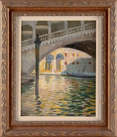 CALEB ARNOLD SLADE (Massachusetts, 1882-1961), "Venice"., Oil on board, 15.5" x 12.5". Framed 21.5"