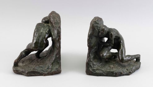 ATTRIBUTED TO CHARLES ALLAN GRAFLY (Pennsylvania/Massachusetts, 1862-1929), Pair of bookends formed