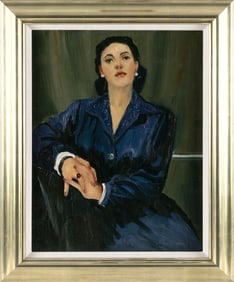 JOHN R. GRABACH (New Jersey/California, 1886-1981), Portrait of a woman wearing a dark blue dress.,