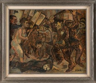 ARTHUR SMITH (America, 1897-1972), A protest., Oil on board, 20" x 24". Framed 27" x 30".