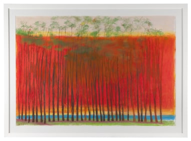 WOLF KAHN (New York/Vermont/Germany, 1927-2020), Intense sunset., Pastel, 29" x 42" sight. Framed