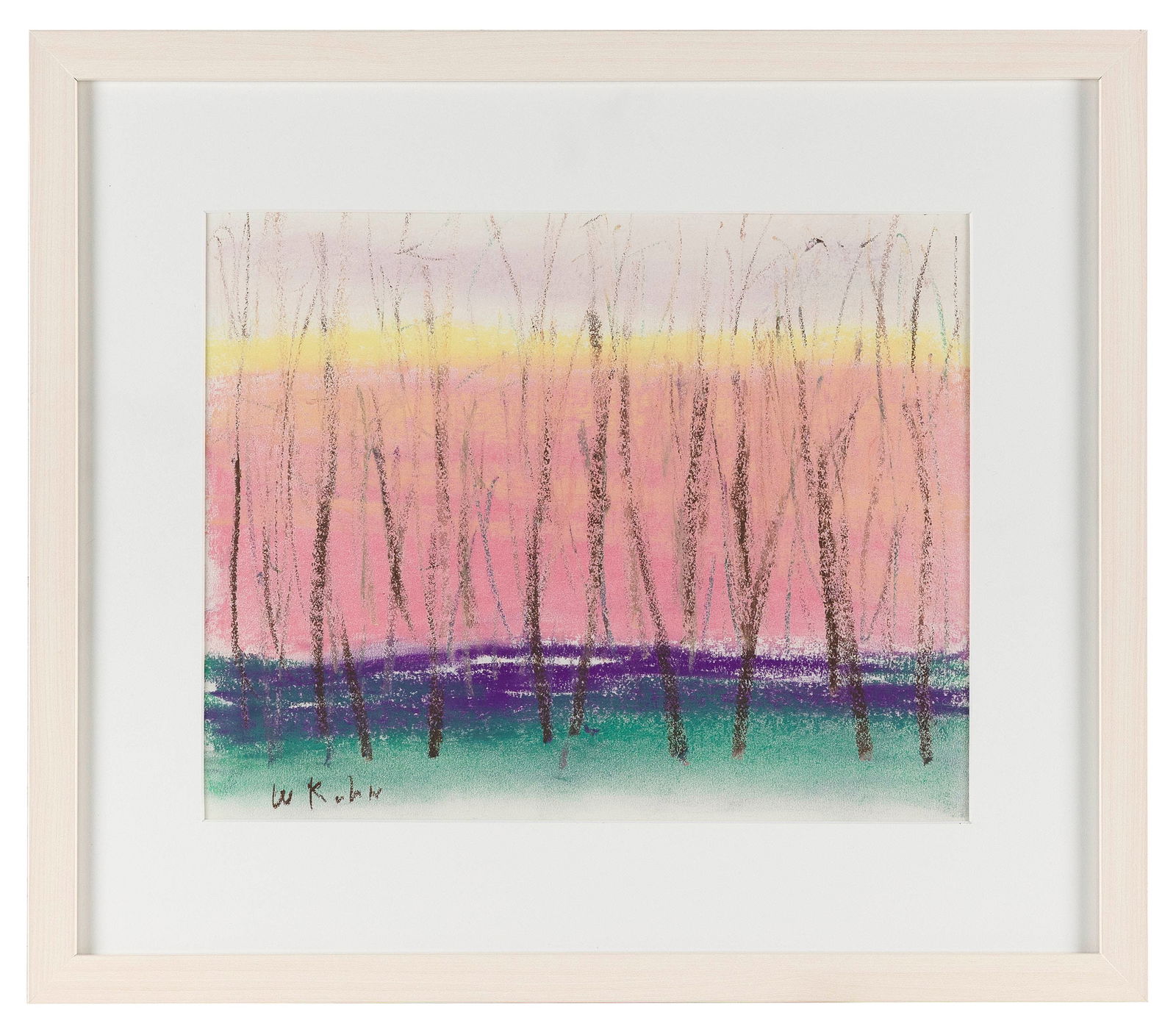 WOLF KAHN (New York/Vermont/Germany, 1927-2020), Yellow to pink sky., Pastel on paper, 10.5" x 13.5": WOLF KAHNNew York/Vermont/Germany, 1927-2020Yellow to pink sky. Signed lower left "W. Kahn".Pastel on paper, 10.5" x 13.5" sight. Framed 17" x 20". Provenance:The artist.The Collection of Kevin Rit