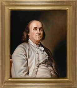LARRY S. WASIELE (Connecticut, Contemporary), Portrait of Benjamin Franklin., Oil on canvas, 36" x