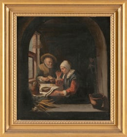 CONTINENTAL SCHOOL (19th Century,), "The Peasant's Meal"., Oil on board, 14" x 12" sight. Framed 18"