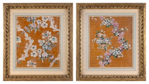 CHINESE SCHOOL (Early 20th Century,), Pair of flower paintings., Watercolors on paper, 15" x 12.5"