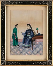 CHINESE SCHOOL (19th Century,), A nobleman addressing his subject., Watercolor on rice paper, 10.5"