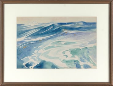 CHARLES HERBERT WOODBURY (Maine/Massachusetts, 1864-1940), "The Green Sea"., Watercolor on paper,