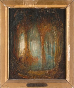 ENGLISH SCHOOL (19th Century,), Forest interior., Oil on canvas, 21" x 16.5". Framed 25" x 20.5".