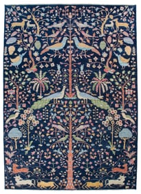 CONTEMPORARY INDIAN RUG IN BIRDS OF PARADISE DESIGN: 10'0" X 14'0" 21st Century