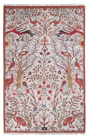 CONTEMPORARY AVIARY FOREST DESIGN RUG: 5'8" X 8'9" 21st Century