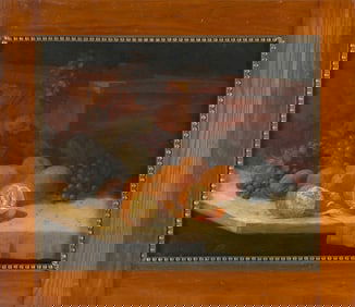 CLARENCE E. BRALEY (Massachusetts, 1854-1927), Still life of grapes, oranges and other fruits., Oil