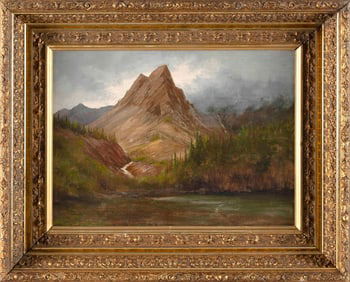 EDWARD HILL (New Hampshire/California/Oregon, 1843-1923), Mountain landscape., Oil on canvas, 13" x