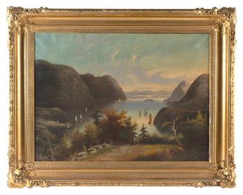 VICTOR DE GRAILLY (New York/France, 1804-1889), View of the Hudson River., Oil on canvas, 24" x 32".