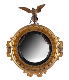 CHIPPENDALE CONVEX MIRROR Early 19th Century Height 28". Width 24". Depth 4.5".
