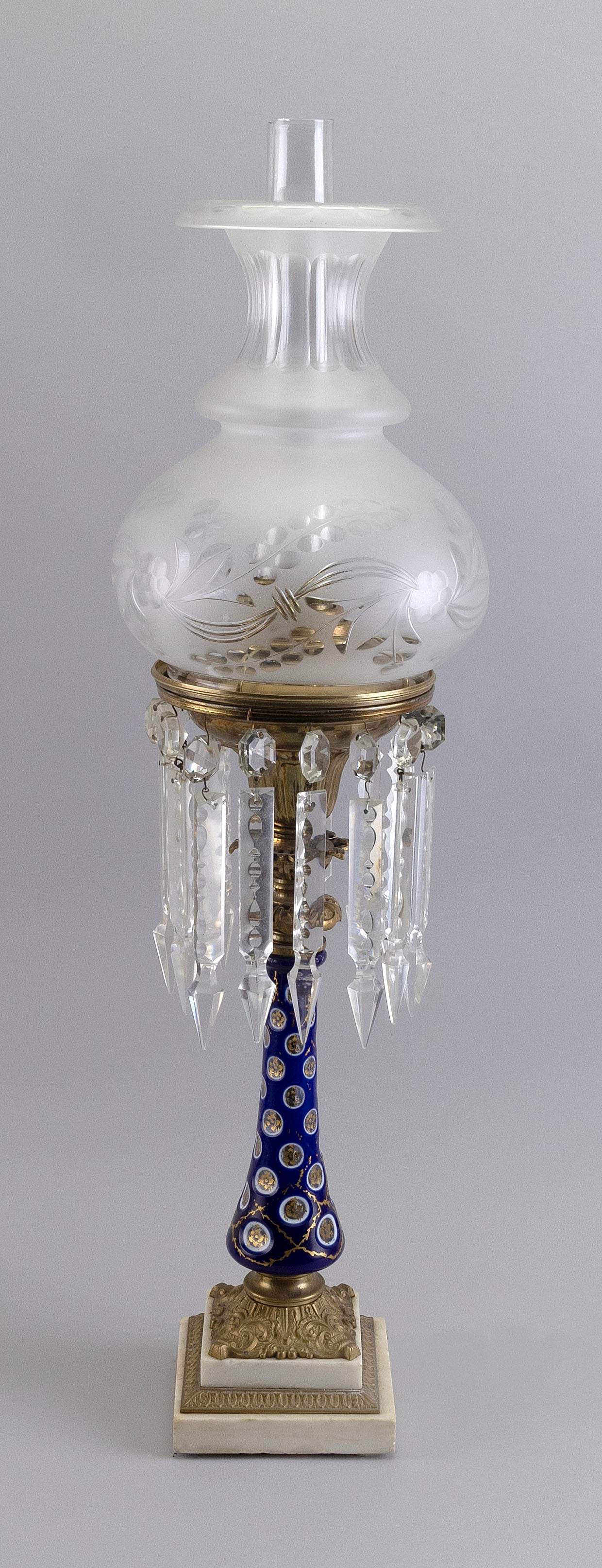 BOSTON & SANDWICH GLASS CO. SOLAR LAMP ATTRIBUTED TO HENRY HOOPER Mid-19th Century Height to top of (1 of 7)