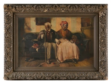 HARRY HERMAN ROSELAND (New York, 1866/68-1950), "A Bashful Suitor"., Oil on canvas, 20" x 30".