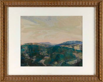 WILSON HENRY IRVINE (Connecticut/Illinois, 1869-1936), Pink sunset., Watercolor on paper, 14.5" x