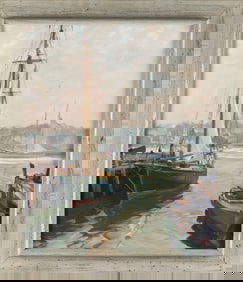 EMILE ALBERT GRUPPE (Massachusetts, 1896-1978), "Morning Gloucester"., Oil on canvas, 30" x 25".