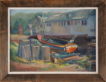 ELICE DAVIS PIEROPAN (Massachusetts, 1931-2013), "Family Pet East Gloucester"., Oil on canvas, 16" x