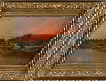 AMERICAN SCHOOL (19th Century,), "Ogunquit" (Maine)., Oil on canvas, 13" x 20". Framed 21" x 28".