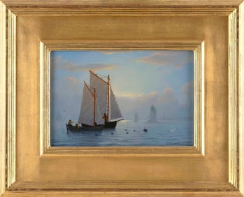 WILLIAM ROBERT DAVIS (Massachusetts, 1952-), End of day - Bishop and Clerks Light off Great Island.,