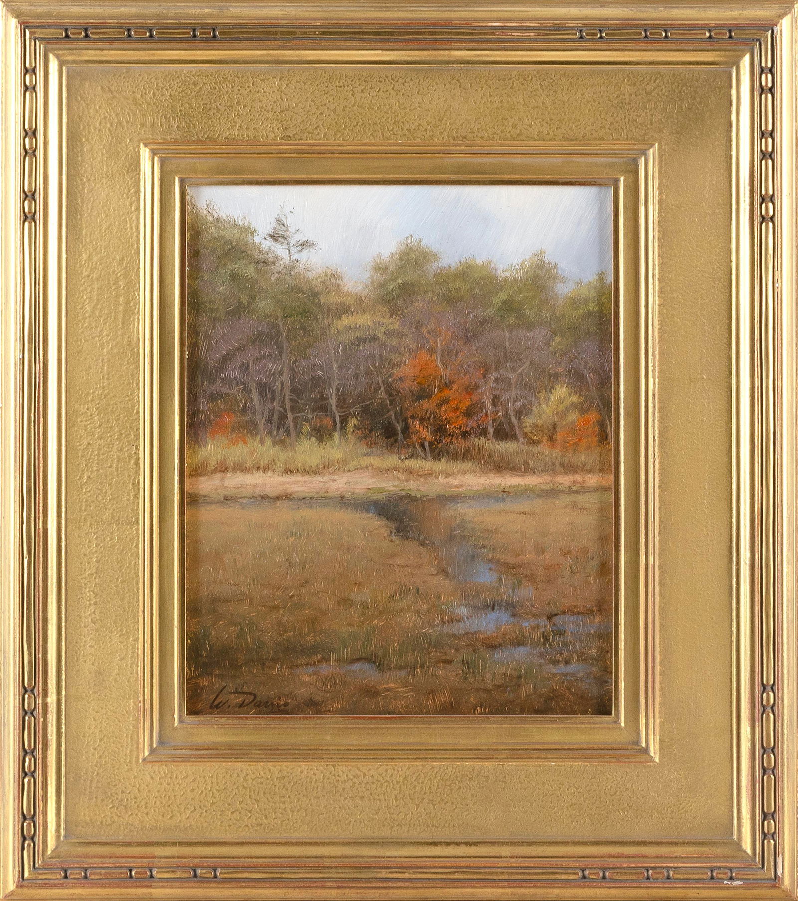 WILLIAM ROBERT DAVIS (Massachusetts, 1952-), "October at Scorton Creek Marsh"., Oil on panel, 10" x (1 of 2)