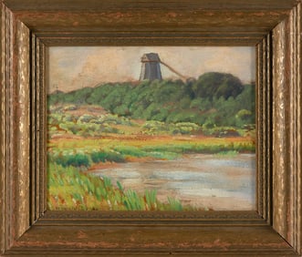 HAROLD C. DUNBAR (Massachusetts, 1882-1953), Chatham Windmill on Mill Pond, Cape Cod,