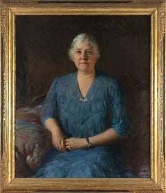 HAROLD MATTHEWS BRETT (Massachusetts/New York, 1880-1955), Portrait of a lady wearing a blue dress.,