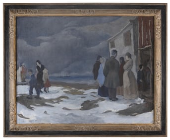 ROSS E. MOFFETT (Massachusetts/California/Iowa, 1888-1971), "Winter Afternoon, 1917"., Oil on