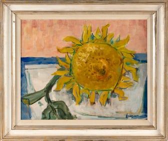 GERRIT HONDIUS (New York, 1891-1970), Sunflower., Oil on masonite, 16" x 20". Framed 21" x 25.5".
