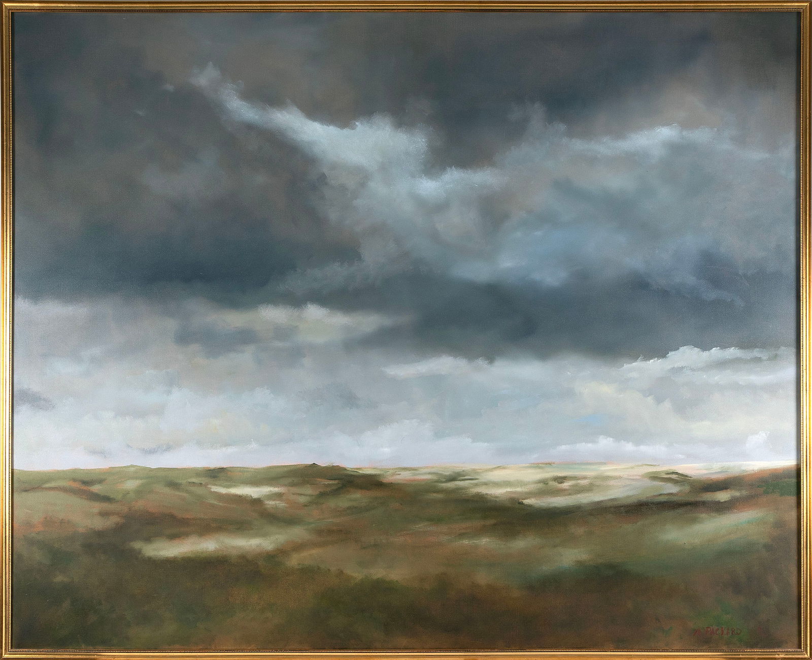 ANNE PACKARD (New Jersey/Massachusetts, 1933-), Province Lands., Oil on canvas, 46" x 60". Framed: ANNE PACKARDNew Jersey/Massachusetts, 1933-Province Lands. Signed lower right "Anne Packard".Oil on canvas, 46" x 60". Framed 49.5" x 61.5".