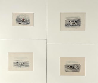 HENRY THOMAS ALKEN, SR. (United Kingdom, 1785-1851), Four views of hounds., Watercolor and pencils,