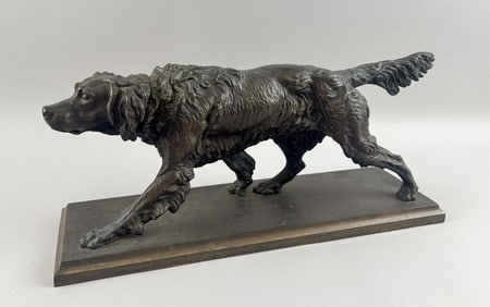 BRONZE FIGURE OF A SETTER Early to Mid-20th Century Height 7.25". Length approx. 17.5". Base 5" x