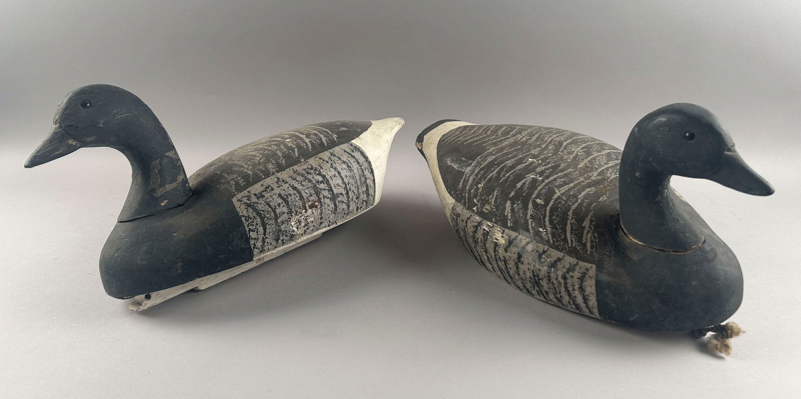 TWO WILDFOWLER DECOY COMPANY BRANT DECOYS 20th Century Lengths 19". (1 of 5)