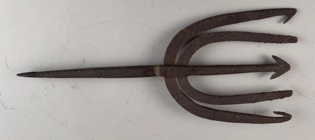 WROUGHT IRON EEL SPEAR 19th Century Length 12".