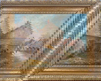 HERBERT L. WELCH (America, 1851-1941), Farm landscape., Oil on canvas, 12" x 16". Framed 16.5" x