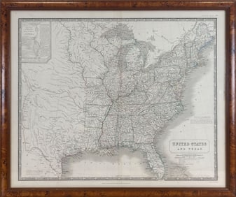 W. & A.K. JOHNSTON ENGRAVED MAP "UNITED STATES AND TEXAS." Edinburgh, 19th Century 19.5" x 24"