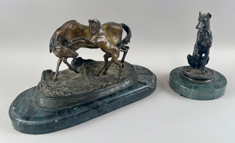 TWO BRONZE RECASTS OF ANIMAL SCULPTURES Late 20th Century