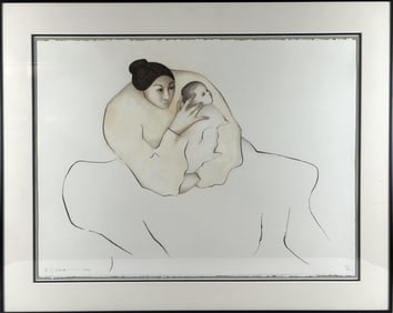 R.C. GORMAN (New Mexico/Arizona/California, 1932-2005), Mother and child., Lithograph on paper,